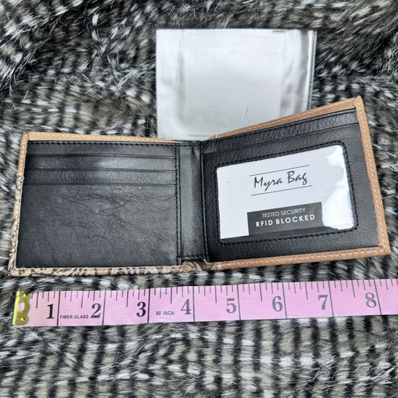 Myra Bag Leather Tooled Studded Distressed Tan Wallet - Picture 6 of 8